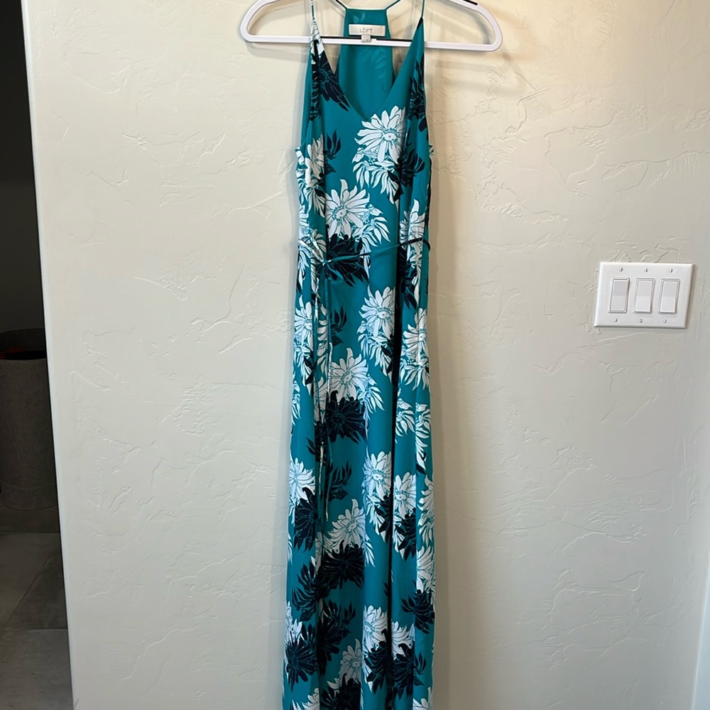 LOFT Turquoise Floral Maxi Dress - Picture 6 of 8